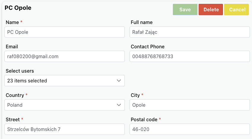 Installation data fields